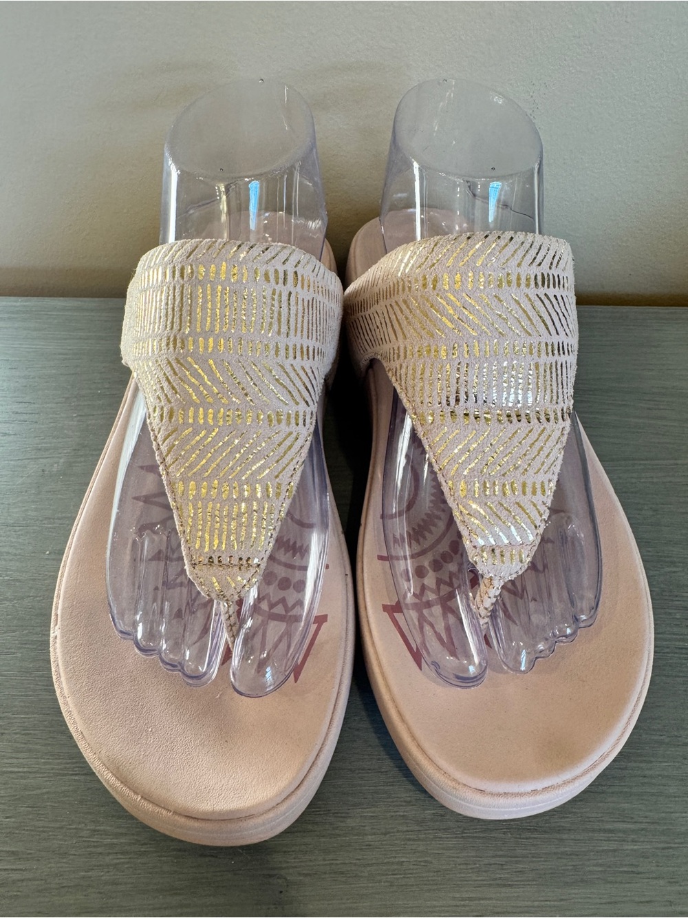 Skechers Retrogrades Jupiter Sandals Women's 9 Pink Gold Thong‎